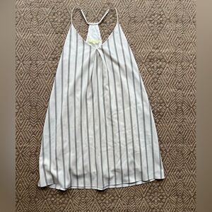 Gianni‎ Bini Dress Large Beige Cream Stripe Summer A Line Sleeveless Tank Dress